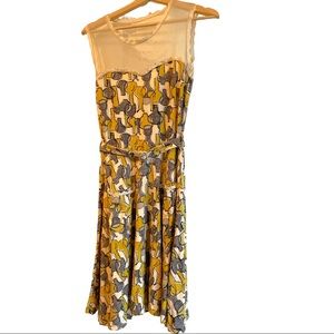 ModCloth Effie’s Heart Graphic Print Fit & Flare Dress Size Small